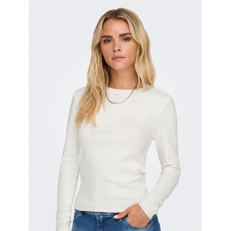 Image of Only Womens Riley Long-Sleeve T-Shirt Cloud Dancer female S