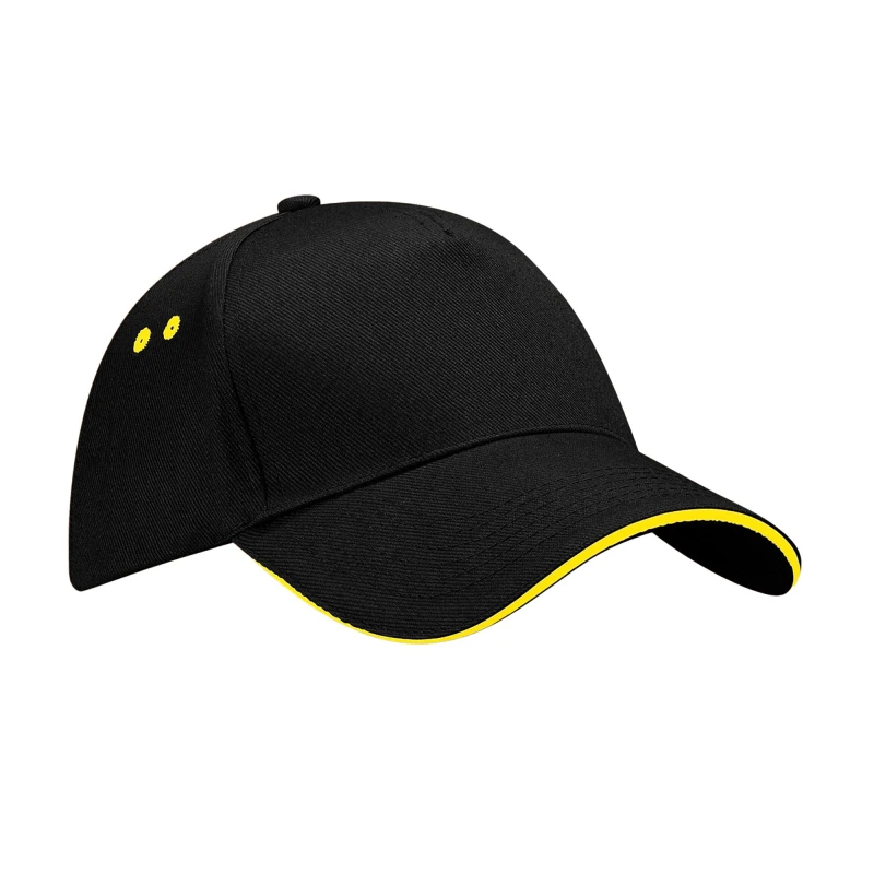 Image of Beechfield Beechfield Men Ultimate Sandwich Peak Cap in True Black True Black One Size Male 5063377408386