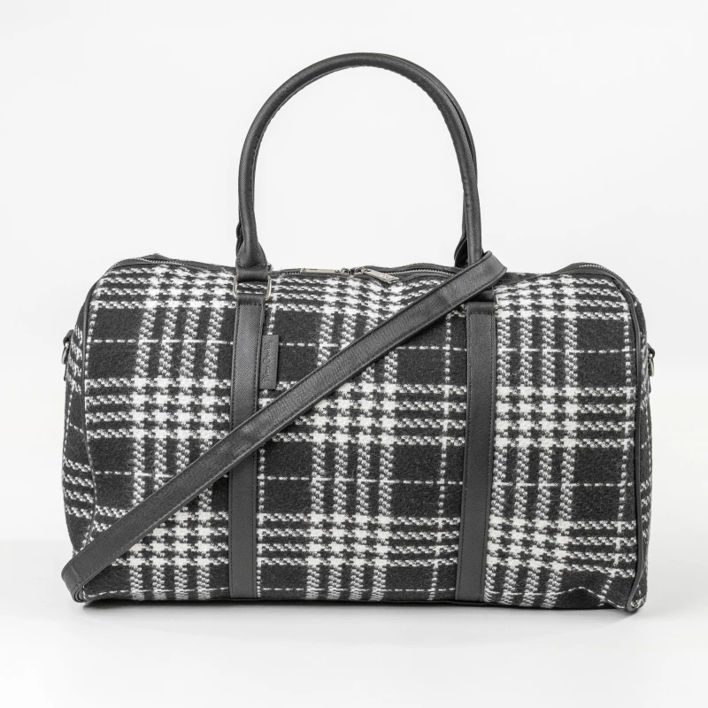 Image of Pierre Cardin Black & White Travel Holdall Flight Bag Premium Lightweight Carry-On Black Unisex