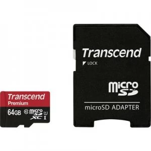 Image of Transcend Premium microSDXC card 64GB Class 10, UHS-I incl. SD adapter