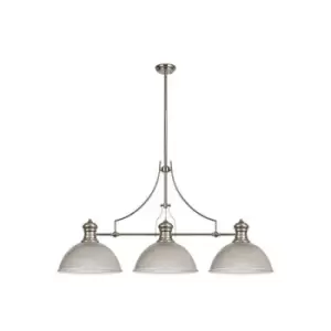 Image of 3 Light Telescopic Ceiling Pendant E27 With 38cm Dome Glass Shade, Polished Nickel, Clear - Luminosa Lighting