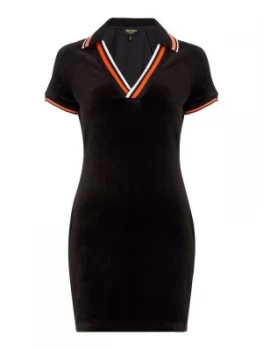 Image of Juicy Black Label Stretch Velour Polo Shirt Dress Black