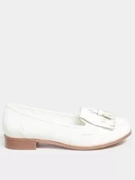 Image of Yours Yours Extra Wide Fit Patent Tassel Loafer White, Size 8, Women