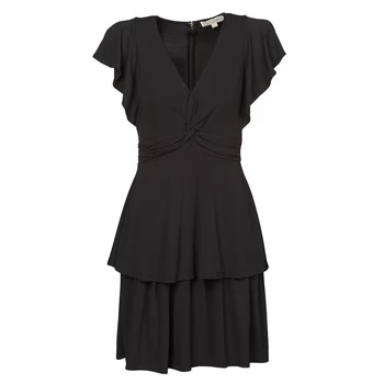 Image of Michael Kors TWIST RUFFLE DRESS womens Dress in Black - Sizes S,L,XL,XS