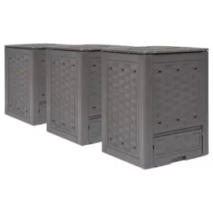 Image of Vidaxl Garden Composters 3 Pcs Brown 60X60X83cm 900 L