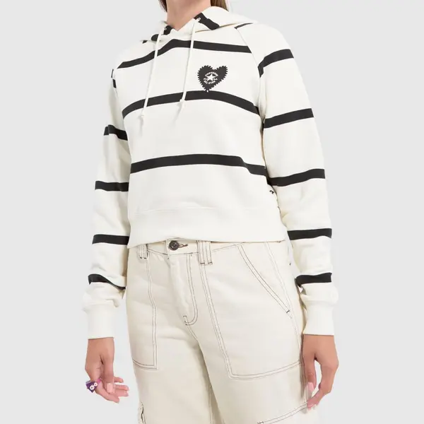 Image of Converse bold scene crop hoodie in white & Black White/Black XSml