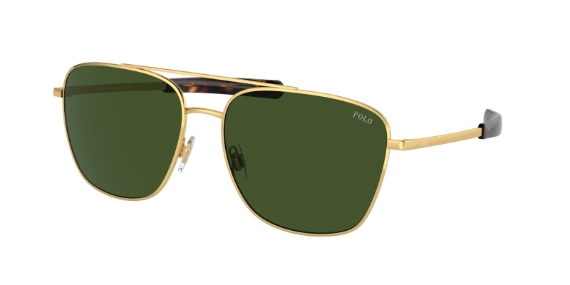 Image of Polo Ralph Lauren 0Ph3147 Pilot Sunglasses- Gold/Black Gold/Black WG53R Male