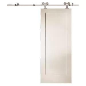 Image of JELD-WEN Cottage White Primed Internal Sliding Barn Door - Elegant Track