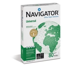 Image of Navigator Universal Paper Multifunctional Ream-Wrapped 80gsm A4 White Ref NUN0800033 5 x 500 Sheets