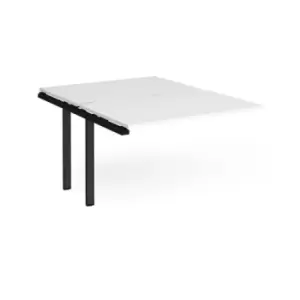 Image of Bench Desk Add On 2 Person Rectangular Desks 1200mm White Tops With Black Frames 1600mm Depth Adapt
