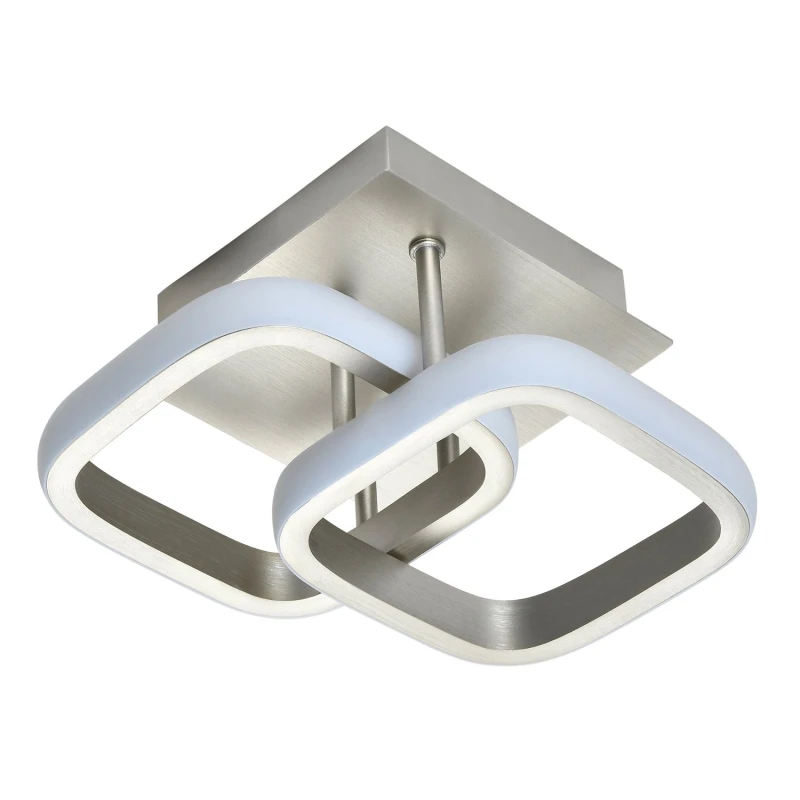 Image of Happy Homewares Contemporary LED Ceiling Light Fitting in Square Metal in Metallic Silver Metallic Silver Unisex