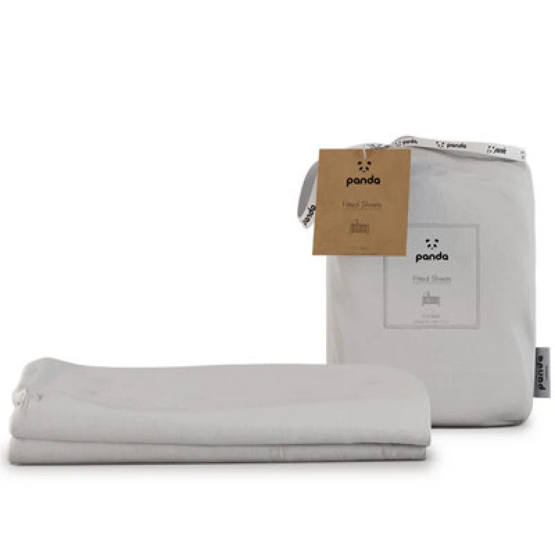 Image of Panda Panda Bamboo Plain White 320TC Kids Fitted Sheet - Cotbed