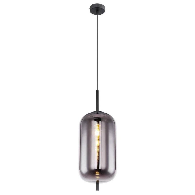 Image of Netlighting Blacky Slim Pendant Ceiling Light Black Glass Shade 1x E27 Black Unisex