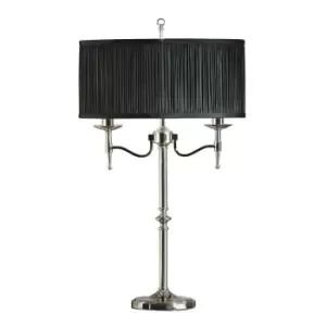 Image of Stanford 2 Light Table Lamp Polished Nickel Plate with Black Shade, E14