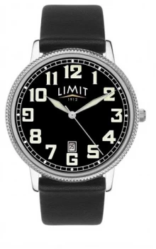 Image of Limit Mens Black Leather Strap Black Dial 5747.01 Watch