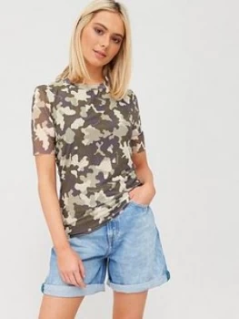 Image of Tommy Jeans Camo Mesh Top - Khaki