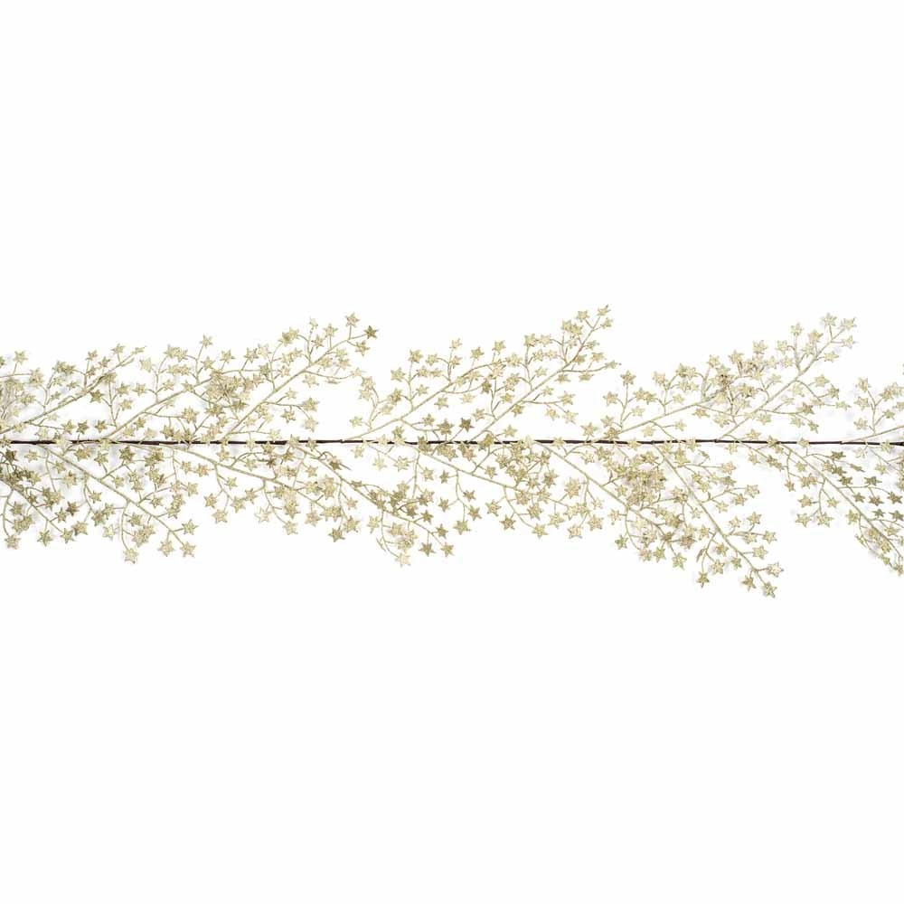 Image of Premier Garland With Champagne Gold Glitter Stars 1.8m