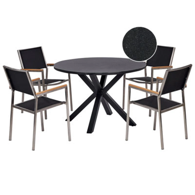 Image of Beliani Garden Dining Set 4 Seater Maletto/grosseto Metal Black
