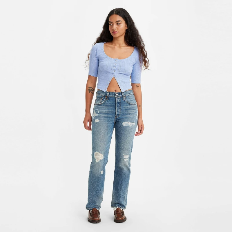 Image of Levis Levis 501 Jeans Wmns Straight Jeans 23 L30 Blue 63582218232