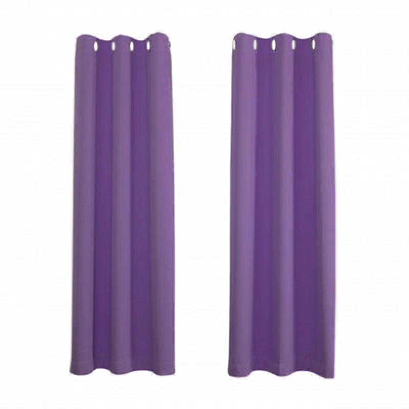 Image of Happy Homewares Purple Blackout Curtains - Eyelet Thermal Curtain - 66 X 84" Drop - 2 Panel