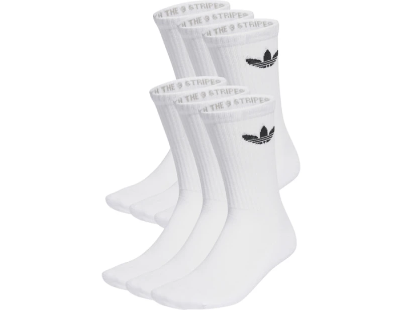 Image of Adidas Crew Socks 6 Pack White Black, L