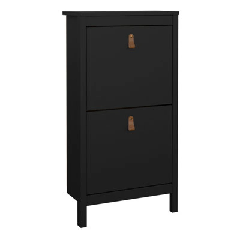 Image of Furniture To Go Barcelona Shoe Cabinet 2 Flip Down Doors Black
