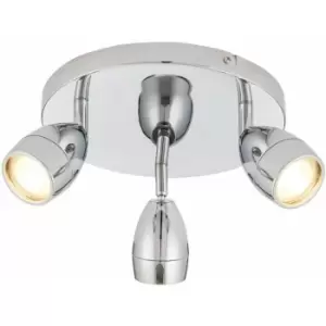 Image of IP44 Bathroom Ceiling Spotlight Chrome Plate Triple Round Modern Downlight