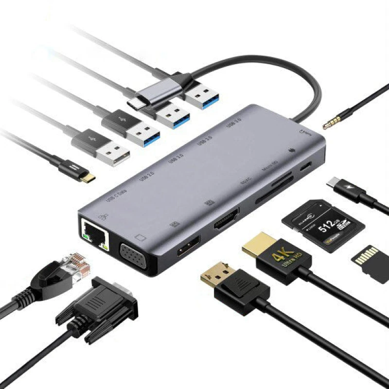 Image of Cablenet Cablenet 40-4113 laptop dock/port replicator Wired USB 3.2 Gen 2 (3.1 Gen 2) Type-C Silver 40-4113