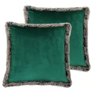 Image of Paoletti Kiruna Twin Pack Polyester Filled Cushions Emerald