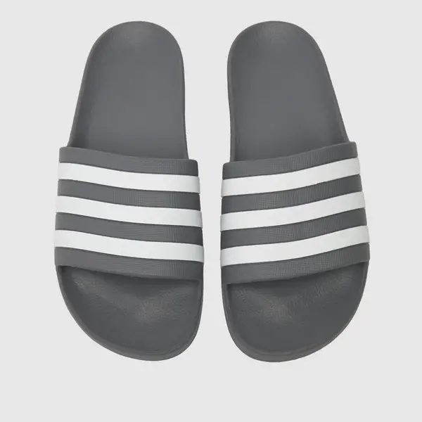 Image of adidas adilette aqua sandals in white & grey Grey UK 12 (EU 47)