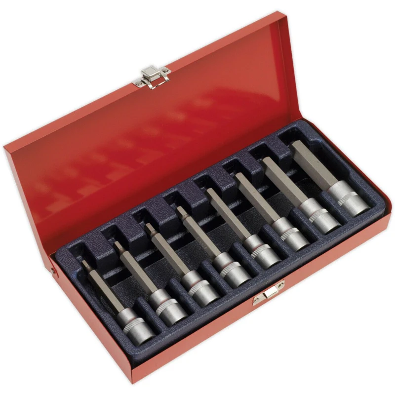 Image of Loops 8pc METRIC Hex Key Socket Bit Set - 1/2" Square Drive - 5mm to 17mm x 100mm Long Multi