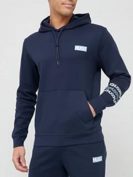 Image of Hugo Boss Dozzi Tape Logo Pullover Hoodie Navy Size M Men