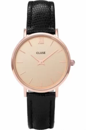 Image of Ladies Cluse Minuit Rose Gold Lizard Watch CL30051
