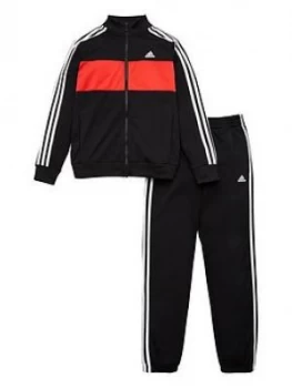 Image of Adidas Girls 3 Stripe Full Zip Jogger Set - Black
