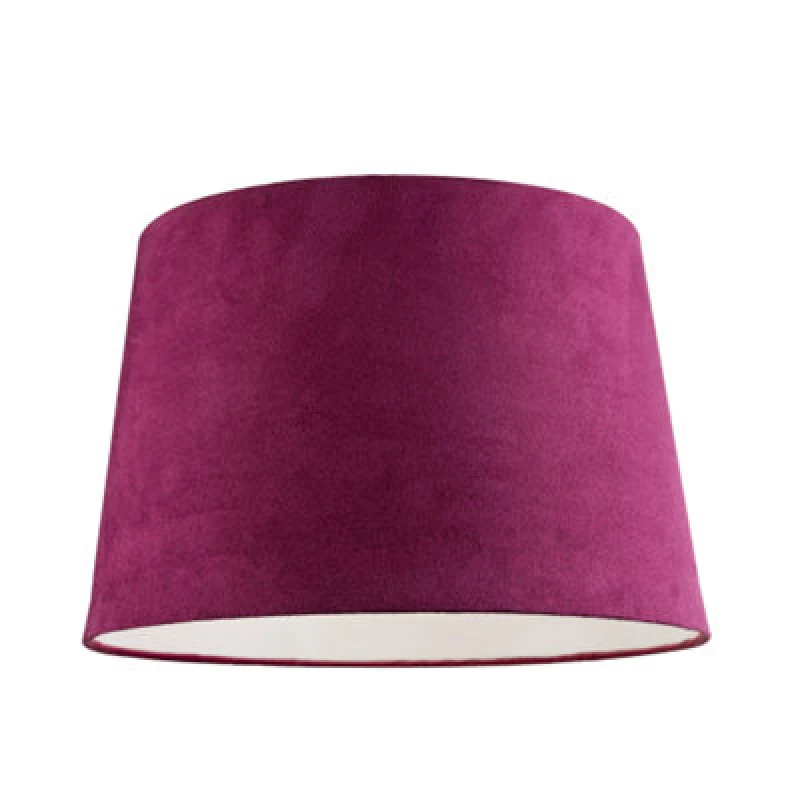 Image of Happy Homewares Hot Pink Velvet Fabric 12" Drum Lamp Shade With White Cotton Inner