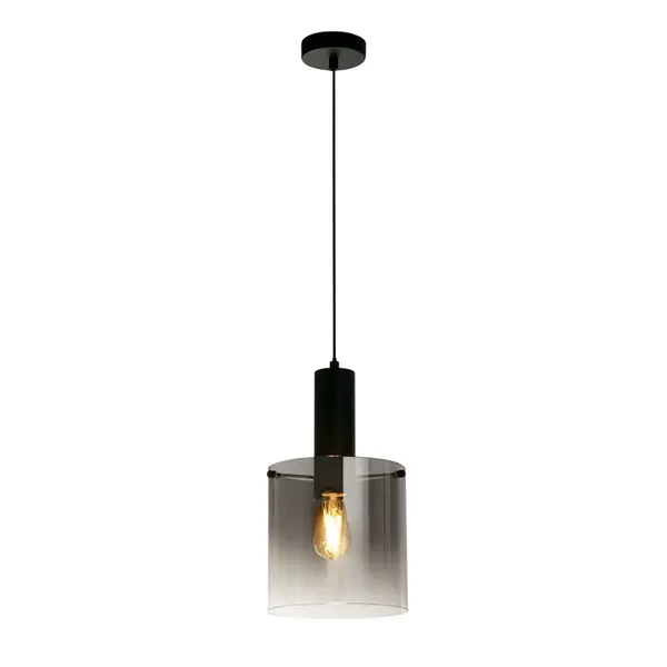 Image of Searchlight Searchlight Sweden Smoked Glass Ceiling Pendant Light - Matt Black