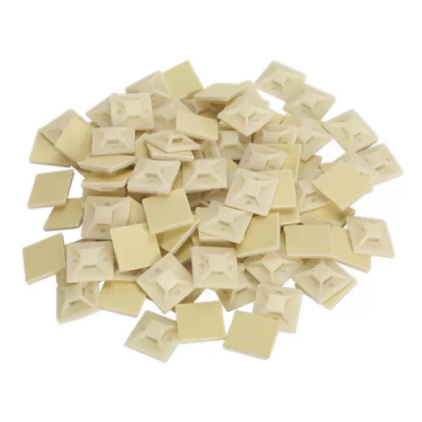 Image of Sealey CTM2525W Self-Adhesive Cable Tie Mount 25 x 25mm White Pack of 100