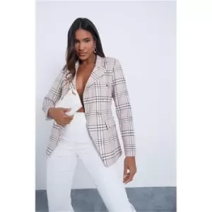 Image of I Saw It First Stone Check Button Up Blazer - Brown