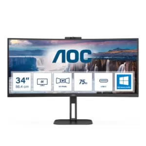 Image of AOC 34" V5 CU34V5CW/BK Curved Quad HD LED Monitor