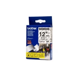 Image of Brother TZ-S131 Original P-touch Strong Adhesive Black on Clear Tape 12mm x 8m