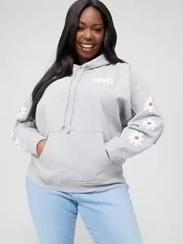 Image of Levis Plus Plus Poster Logo Flower Hoodie - Grey, Size 1Xl, Women