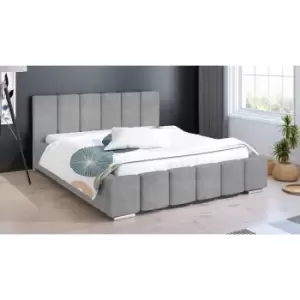 Image of Lemela Upholstered Beds - Plush Velvet, Small Double Size Frame, Silver - Silver