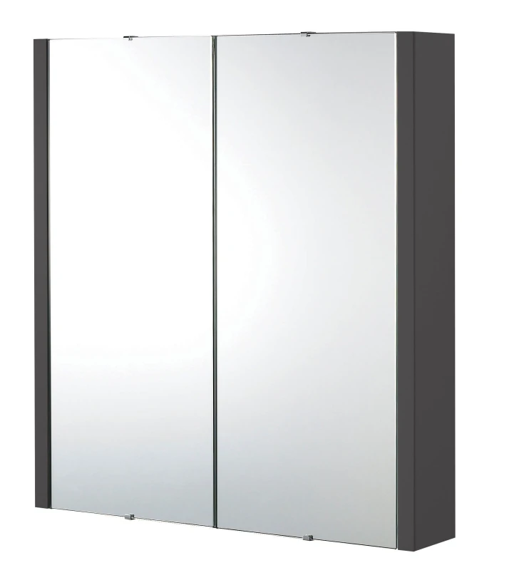 Image of Balterley Bianca Wall Hung 2 Soft Close Door Mirror Cabinet 600mm Gloss Grey Grey