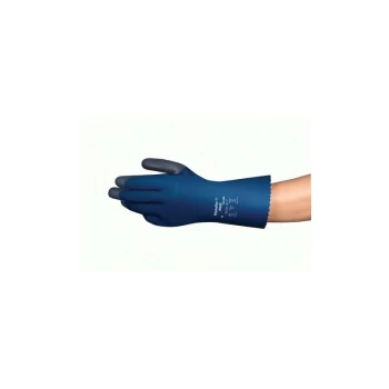Image of Chemical Protection Gauntlet Glove Lined 380mm Blue Size 8 - Ansell