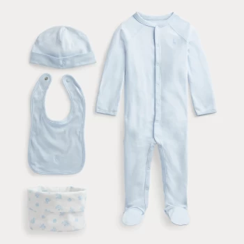 Image of Ralph Lauren Boys' 4 Piece Gift Box Set - Beryl Blue - 3 Months
