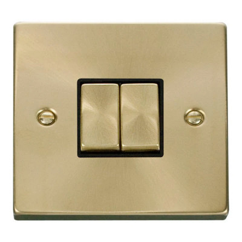 Image of SE Home Satin / Brushed Brass 10A 2 Gang 2 Way Ingot Light Switch Gold