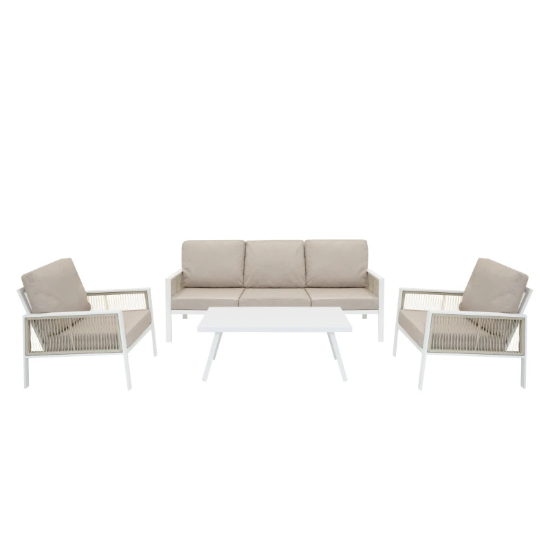 Image of Monstershop Aluminium 4 Piece Sofa Set - White White Unisex