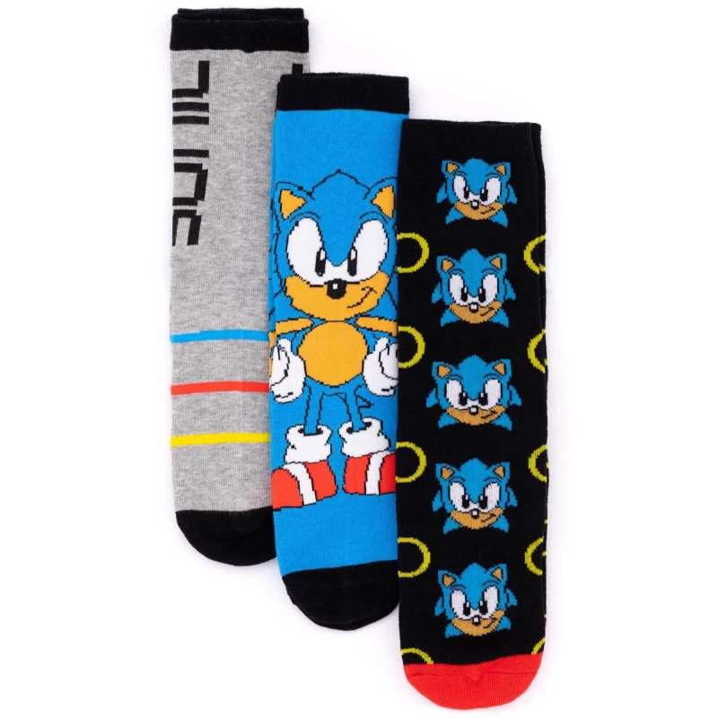 Image of Sonic the Hedgehog Calf Socks Set of 3 Black male