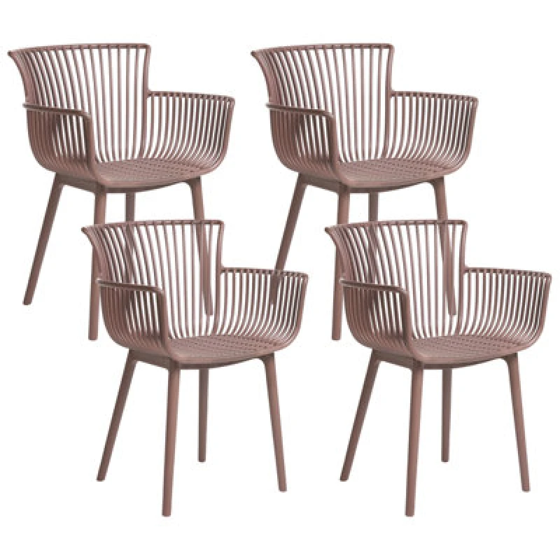 Image of Beliani Set Of 4 Garden Chairs Pesaro Brown