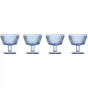 Image of Set of Four Fleur Blue Dessert Dishes - Premier Housewares